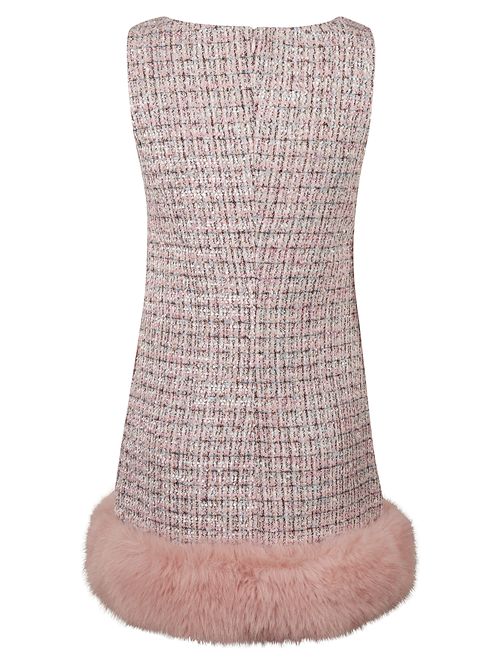 Mini abito con orlo in pelliccia bouclé SELF PORTRAIT | AW25116SAPINK